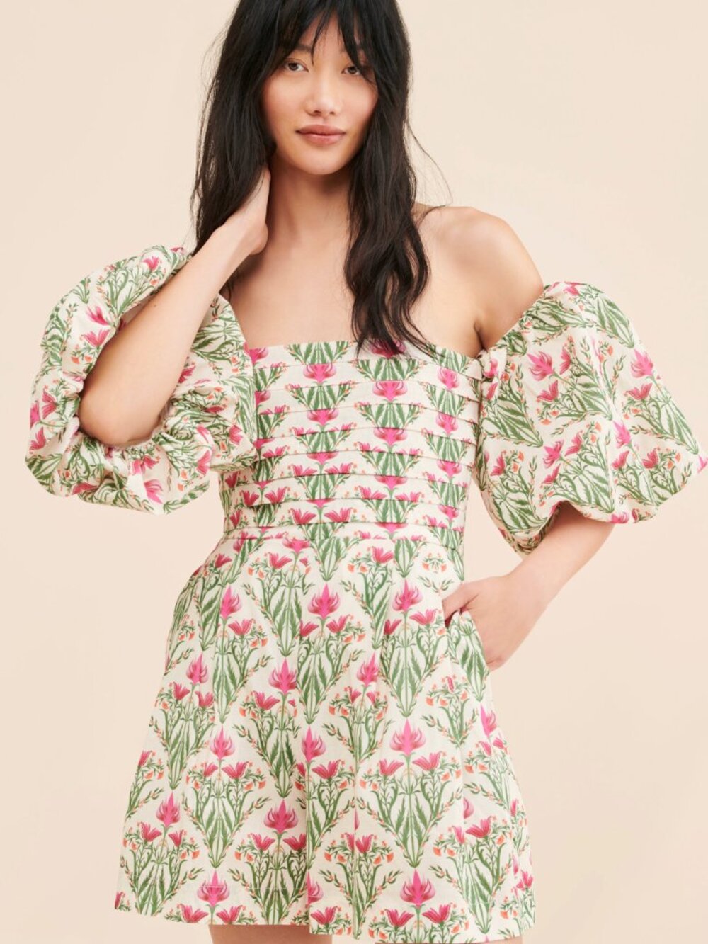 Especia Floral Off Shoulder Printed Ruffle Resort Romper Short Jumpsuit Size L